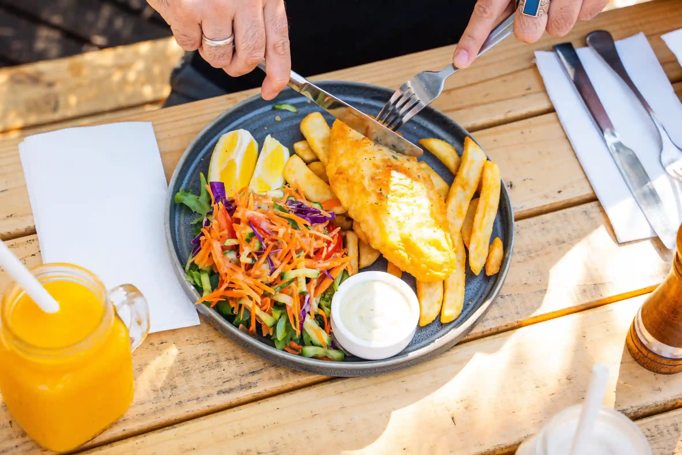 Gourmet burger and fries